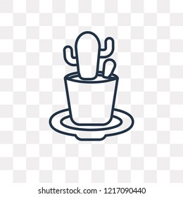 Cactus vector outline icon isolated on transparent background, high quality linear Cactus transparency concept can be used web and mobile