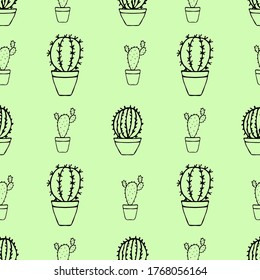 Cactus vector pattern isolated on white background