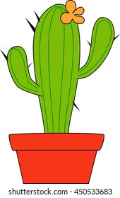 cactus vector in a pot