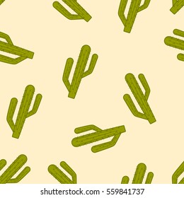 Cactus vector seamless pattern colored cartoon style on light background for decorated clothes or package and other things