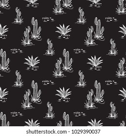 Cactus Vector Seamless pattern. Nature. Hand drawn doodle cacti. Desert Floral background