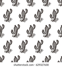 Cactus Vector Seamless pattern. Nature. Hand drawn doodle cacti. Floral background