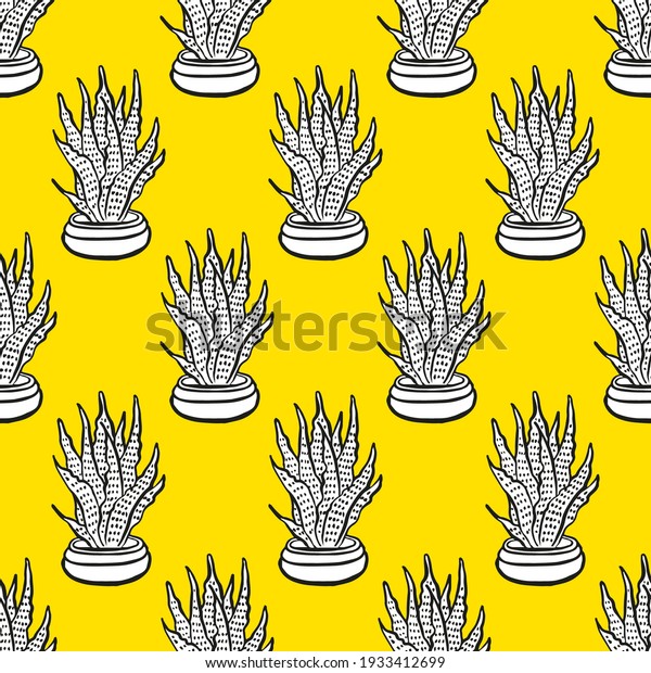 Cactus Vector Seamless pattern. Nature. Hand drawn\
doodle cacti. Desert Floral background. Black and white cacti print\
in the scandinavian\
style