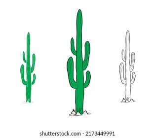 Cactus vector set. Desert plant for fashion, poster, batch, sticker and others uses. Hand sketch artwork design. 