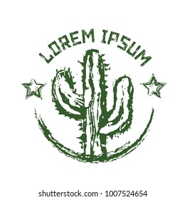 Cactus: Vector Vintage Linocut Logo