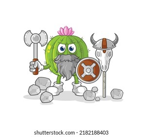 the cactus viking with an ax illustration. character vector