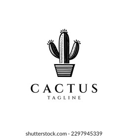 Cactus vintage logo design vector illustration