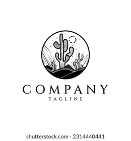 Ilustración vectorial del diseño del logotipo vintage de Cactus