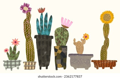 Cactus, Watercolor painting illustration, flowers in nature. vector.