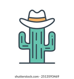 Cactus wearing cowboy hat illustration. An illustration of a prickly cactus wearing a cowboy hat. This whimsical image suggests a fun and adventurous spirit in the desert.