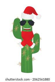 Cactus wearing new year's outfit. vector 