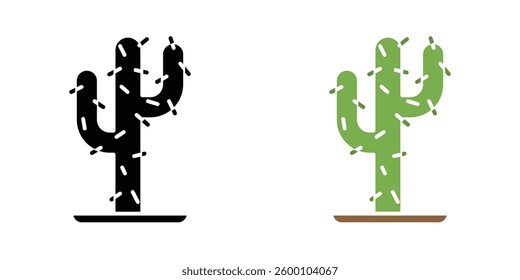 Cactus web vector icons set