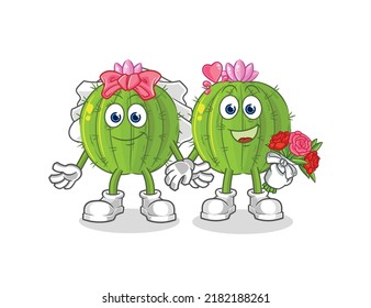 the cactus wedding cartoon. cartoon mascot vector