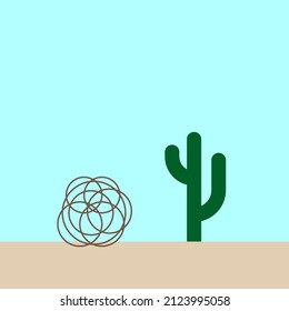 Cactus and weed in desert area