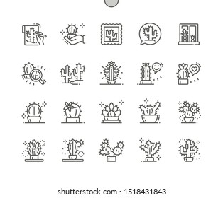 Cactus Well-crafted Pixel Perfect Vector Thin Line Icons 30 2x Grid for Web Graphics and Apps. Simple Minimal Pictogram