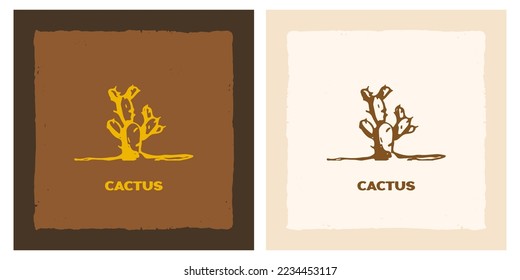 Cactus western rough icon logo template