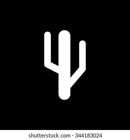 cactus - white vector icon