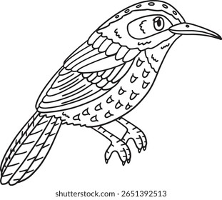 Cactus Wren Animal Isolated Coloring Page for Kids