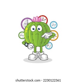 the cactus with wristwatch cartoon. cartoon mascot vector