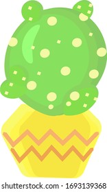 Cactus in yellow pot, illustration, vector on white background