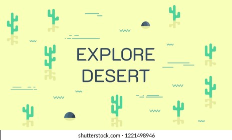 Cactuses in the desert. Flat style. 