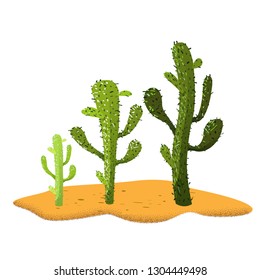 cactuses. desert landscape with on white background
