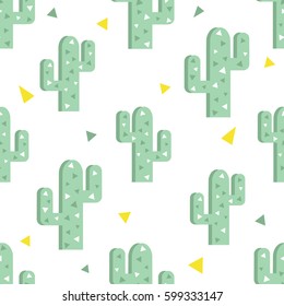 Cactuses hand drawn background. Decorative wallpaper, good for printing. Colorful seamless pattern with cacti. Design illustration vector