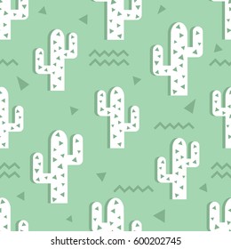 Cactuses hand drawn background. Decorative wallpaper, good for printing. Colorful seamless pattern with cacti. Design illustration vector