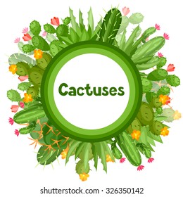 Cactuses and plants abstract natural background design.