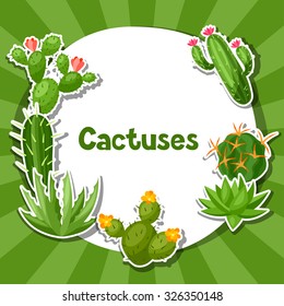 Cactuses and plants abstract natural background design.