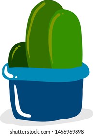 Cactuses in pot, illustration, vector on white background.