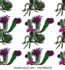 Cactuses. Seamless pattern. Vector illustration.
