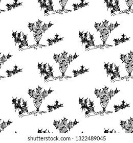 Cactuses. Seamless pattern. Vector illustration.