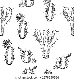 Cactuses. Seamless pattern. Vector illustration.