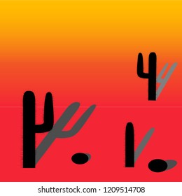 cactuses with shades on a send in bright orange sunset  