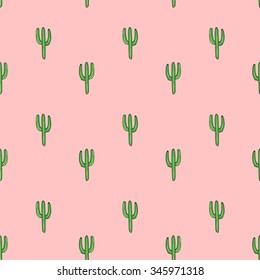 Cactuses - vector hand drawn seamless pattern, botanical illustration