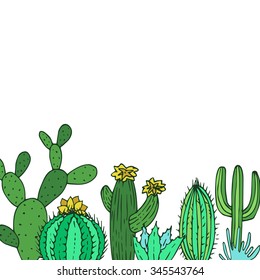 Cactuses - vector hand drawn sketch, botanical illustration