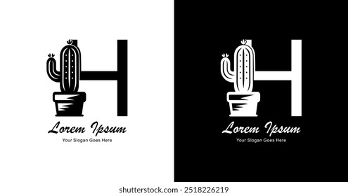 Cactus-shaped logo design combined with the letter H and modern style