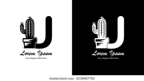 Cactus-shaped logo design combined with the letter U and modern style