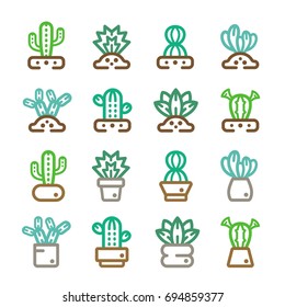 cactus,succulent plant,thin line icon