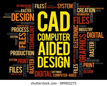 CAD - Computer Aided Design word cloud, business concept background