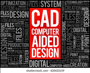 CAD - Computer Aided Design word cloud, business concept background