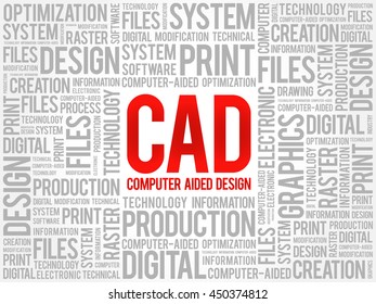 CAD - Computer Aided Design word cloud, business concept background