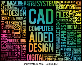CAD - Computer Aided Design word cloud, business concept background