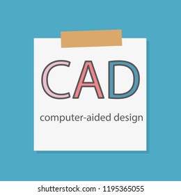 CAD Computer-aided design rate written in a notebook paper- vector illustration