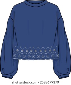 cad design embroidery flower sweatshirt 