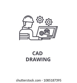 Cad Drawing Vector Line Icon, Sign, Illustration On Background, Editable Strokes