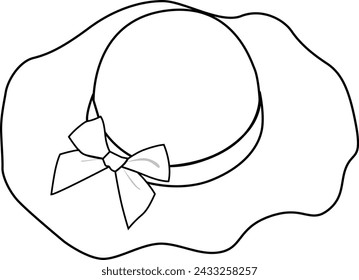 CAD drawing of women's straw hat with bow detail