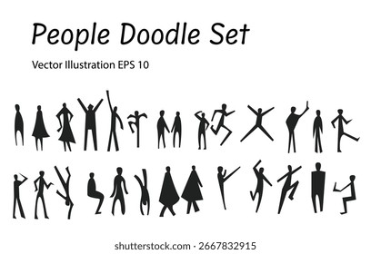 CAD Drawings. Set people vector in outdoor isolated on white background for architecture and landscape design. Vector illustration.	