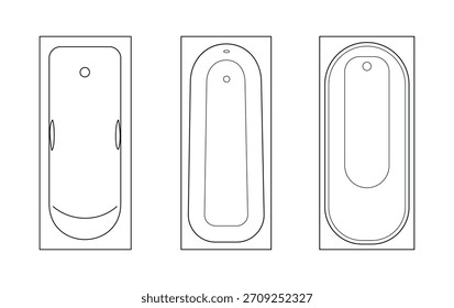 Desenhos CAD. Vista de cima. Conjunto de cerâmica Tub. Para o planeamento de edifícios e estruturas
